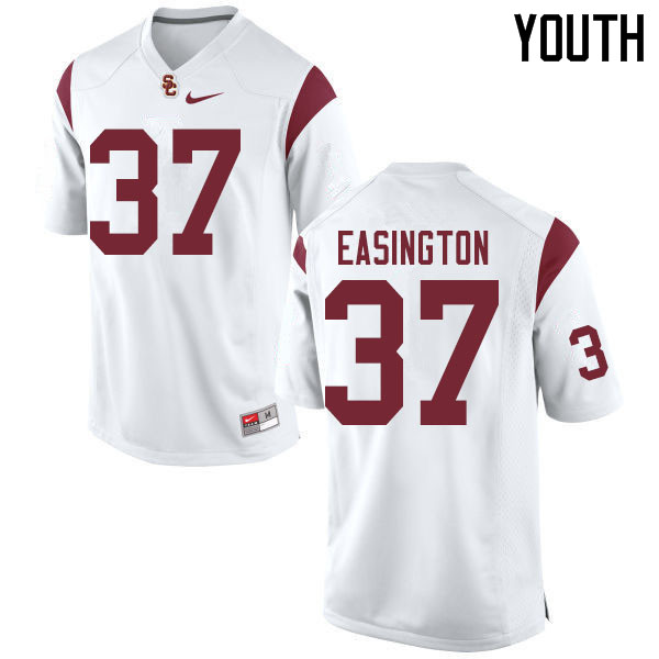 Youth #37 Ben Easington USC Trojans College Football Jerseys Sale-White